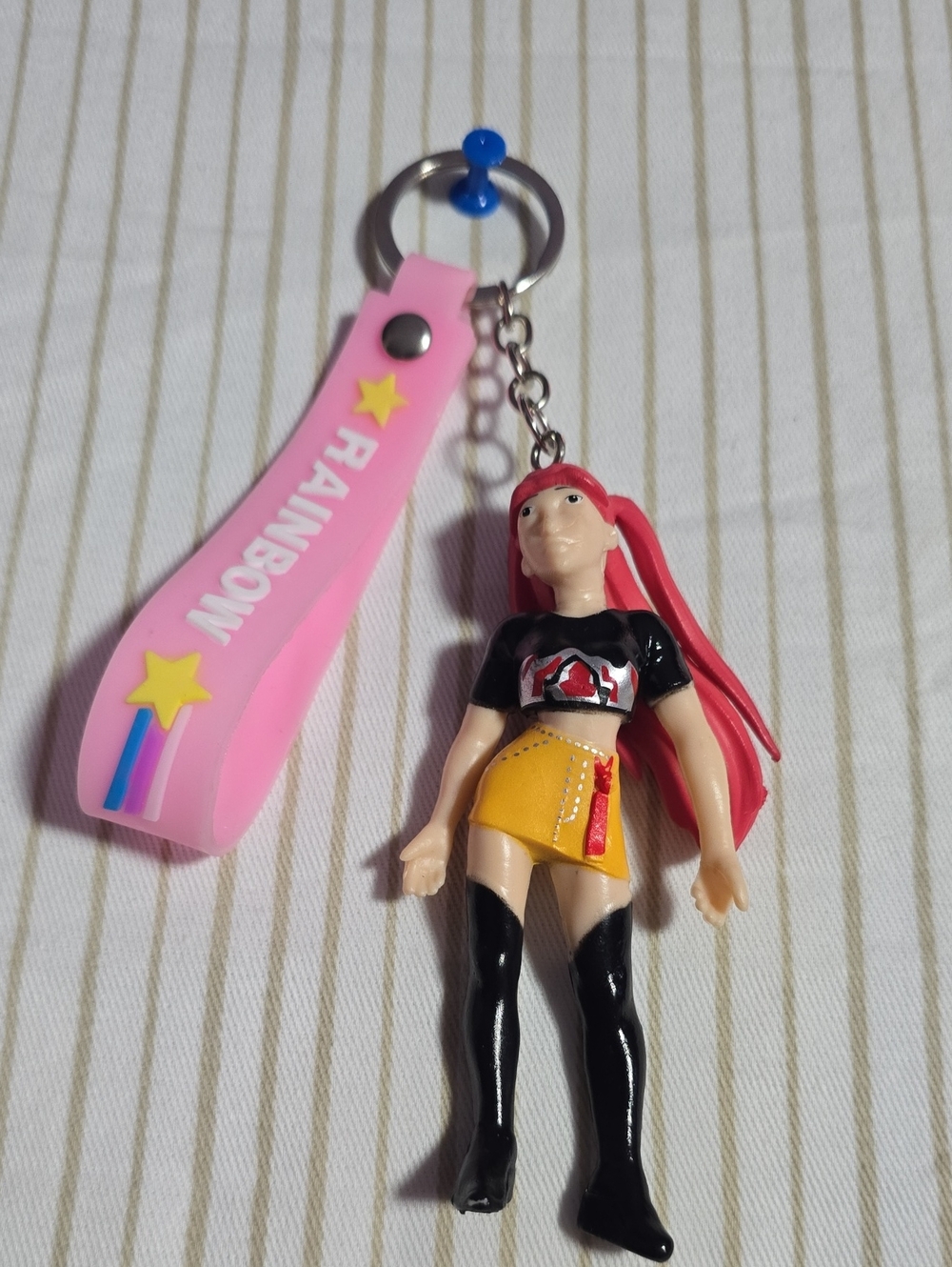 K-pop Cute Pink 'RAINBOW' Keychain with Doll Charm